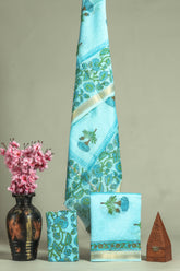 Premium Hand Block Printed Maheshwari Silk Suit(BFMAH58)